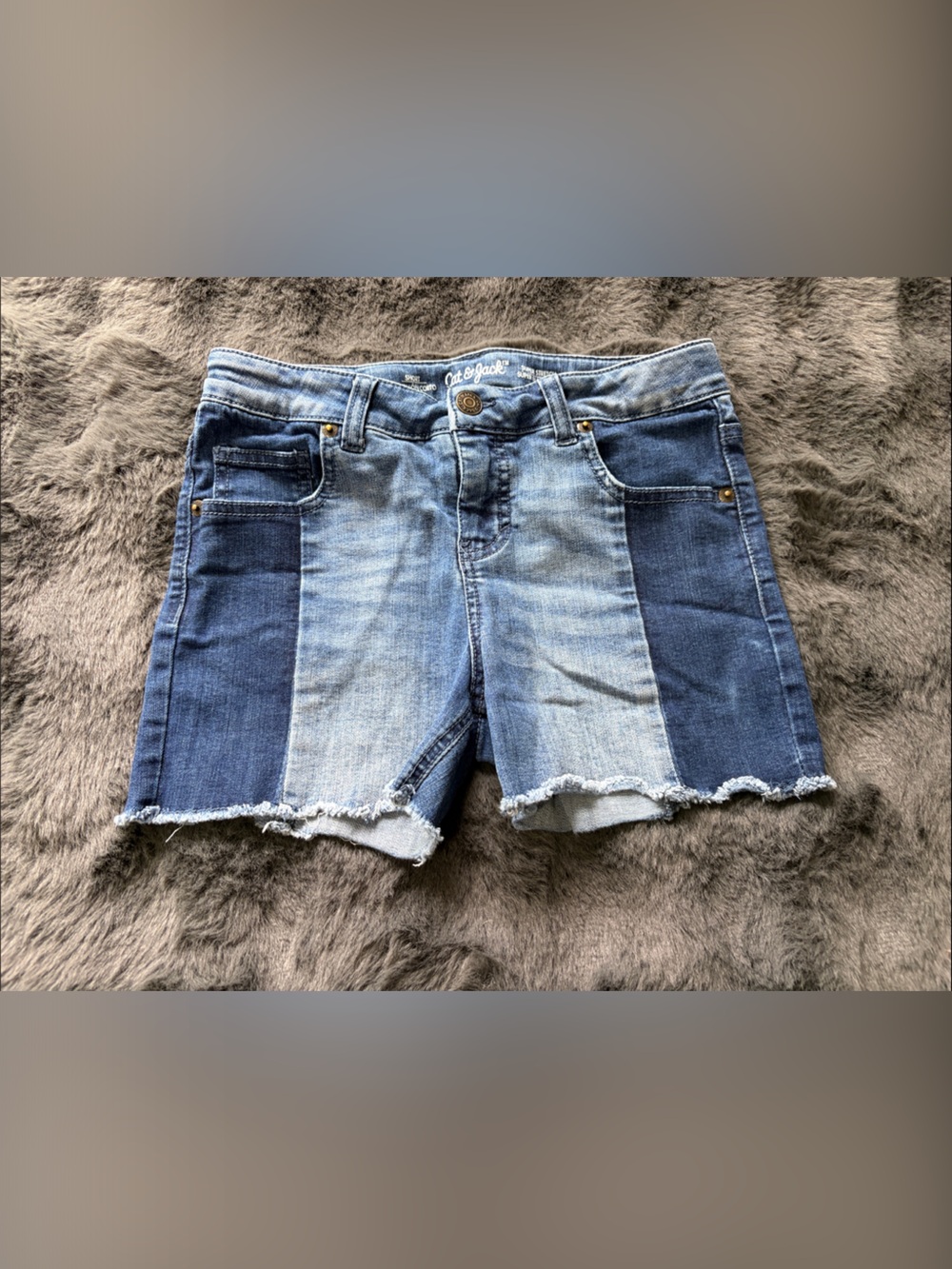 Two-Tone Blue Denim Patchwork Women's Shorts size 10/12